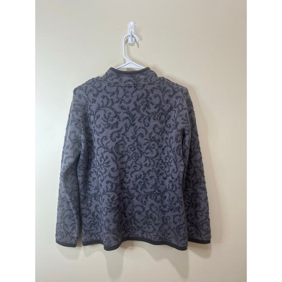 MFH Knits Sweater Sz M Purple Baby Alpaca Quarter Zip Long Sleeve Paisley - Picture 5 of 6